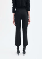 Cropped Cigarette Trouser in Virgin Wool - Black - CO Collections